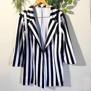 Fashion Nova Striped Longline One Button Blazer